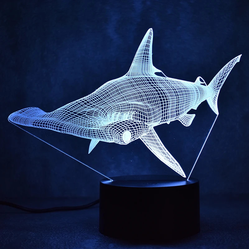 

3D LED Table Lamp Decor Creative USB Shark Light Fixture Lampara Night Light Sphyrna Mokarran Lamp Bedside Sleeping Nightlight