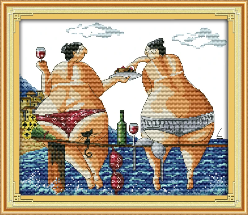 

Enjoy in beach домашний декор наборы крестиков декоративные картины Китайская вышивка рукоделие DMC Счетный набор крестиков подарок