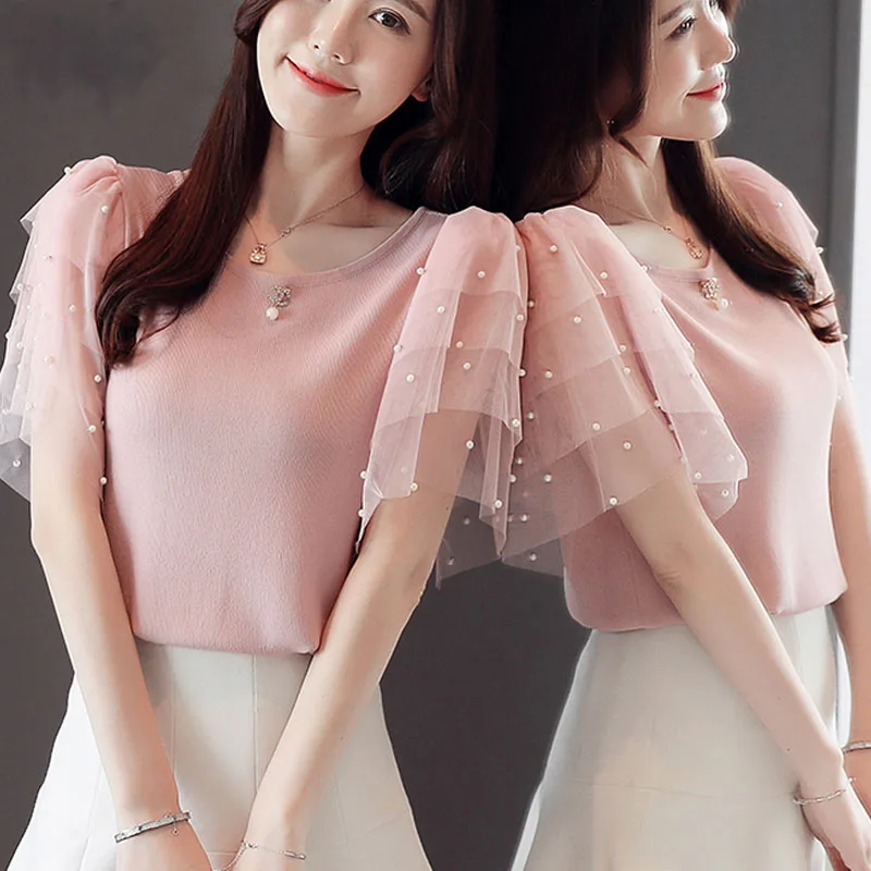 Женские топы и блузки 2019 blusas mujer de moda женские майки футболки Кружевная блуза с