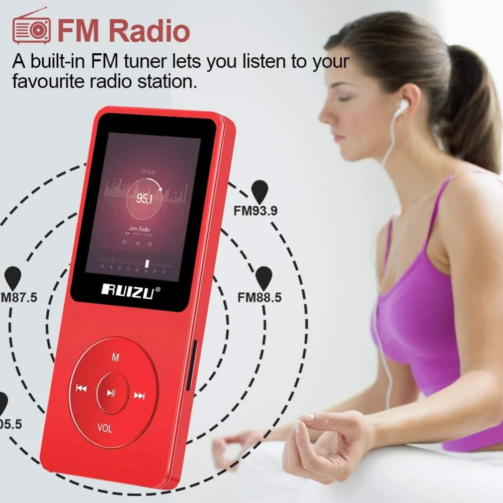 MP3 плеер RUIZU X02 ультра тонкий музыкальный плеер с fm-радио, диктофон, воспроизведение видео, чтение текста, 80 часов воспроизведения