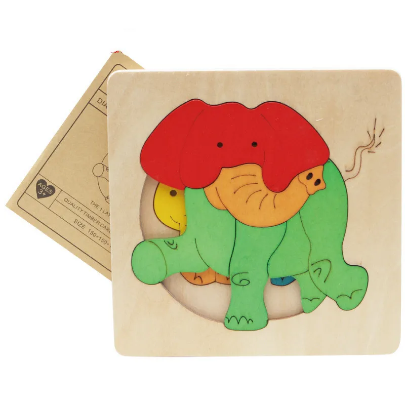Elephant Многослойная головоломка, деревянная головоломка, игрушки, животные, картонная 3D головоломка, детские игрушки, детские деревянные Игрушки для раннего развития - Цвет: Elephant