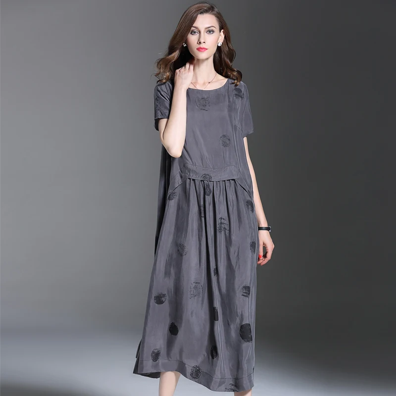 2016 летнее Новое модное женское платье с принтом в горошек короткими рукавами