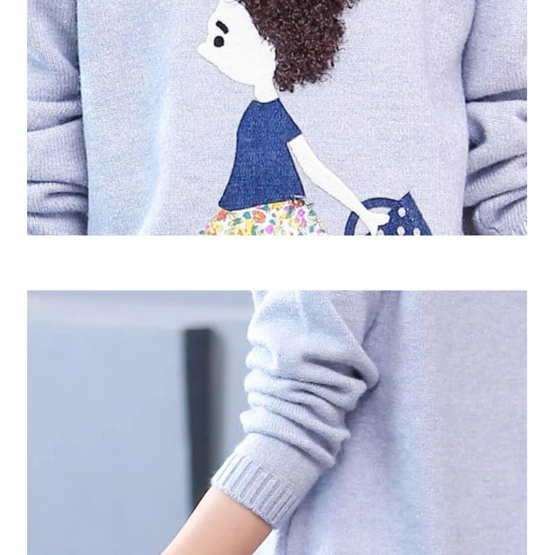 Свитер для девочек с рисунком вязаный детский пуловер одежда 4 6 8 9 10 12 13 лет