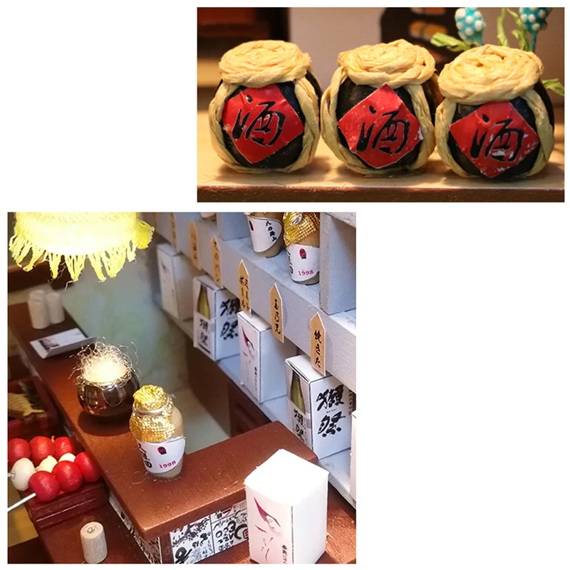Миниатюрная японская модель Izakaya кукольный дом мебель наборы DIY деревянный домик