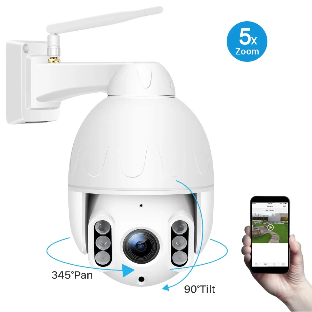 Besder Мини Открытый PTZ 5X оптический зум 1080P Wifi скорость купольная камера IP66 водонепроницаемый двухстороннее аудио 50 м ночное видение беспроводной P2P