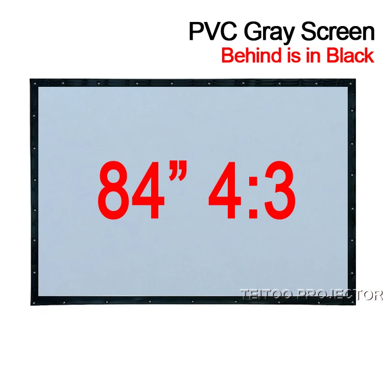 84 дюйма 4:3 ПВХ мягкий серо-черный экран для проектора с занавесом пленка