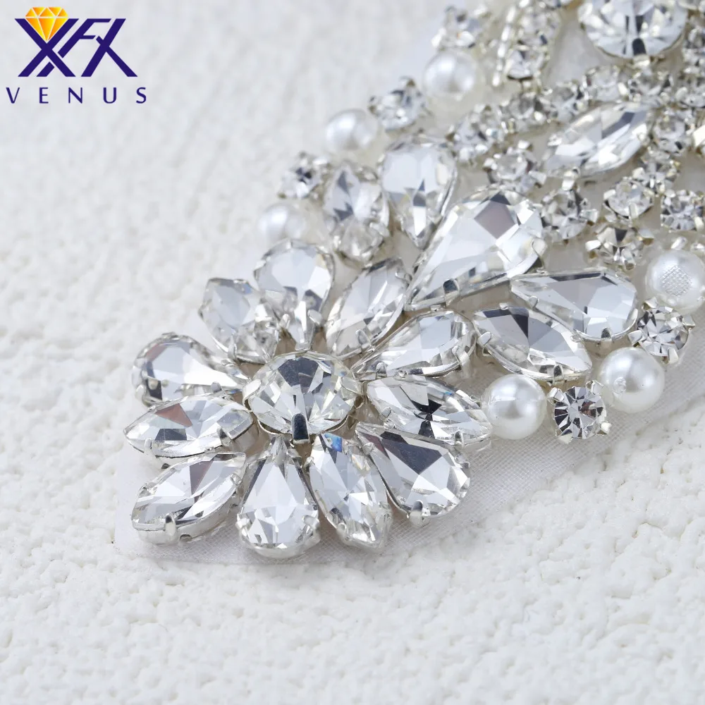 XFX Венера Свадебные блестящие стразы аппликация подвязка отделка прозрачный