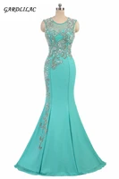 elegant green evening dresses 2019 rhinestones crystals sheer mermaid long party prom gowns sweep train vestido longo