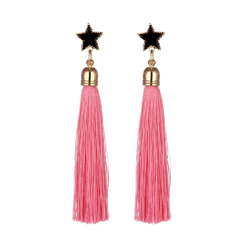 2017 New Arrival Fashion Bohemian Black Colorful Statement Star Tassel Drop Earrings For Women Ear Jewelry Bijoux Femme | Украшения и