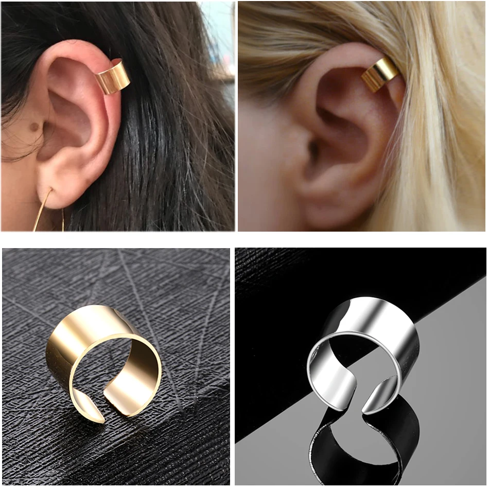 

1Pair Fashion Alloy Fake Piercing Personality Non Pierced Ear Cuffs Hip Hop Ear Earrings Jewelry Women Men Cartilage Stud