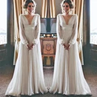 Сдержанные пляжные свадебные платья в стиле бохо 2019 дешевые летние греческие свадебные платья для беременных с длинным рукавом и V-образным вырезом