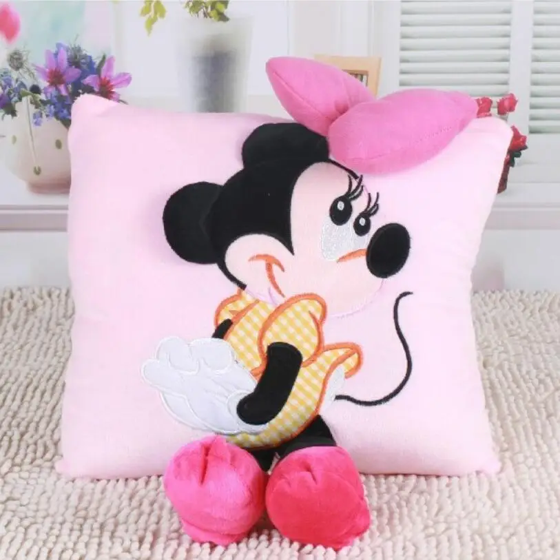 Minnie Новинка 35 см креативная 3D плюшевая подушка Микки Маус и Минни Маус Kawaii Плюшевые игрушки Микки и Минни детские игрушки рождественские подарки - Цвет: Minnie