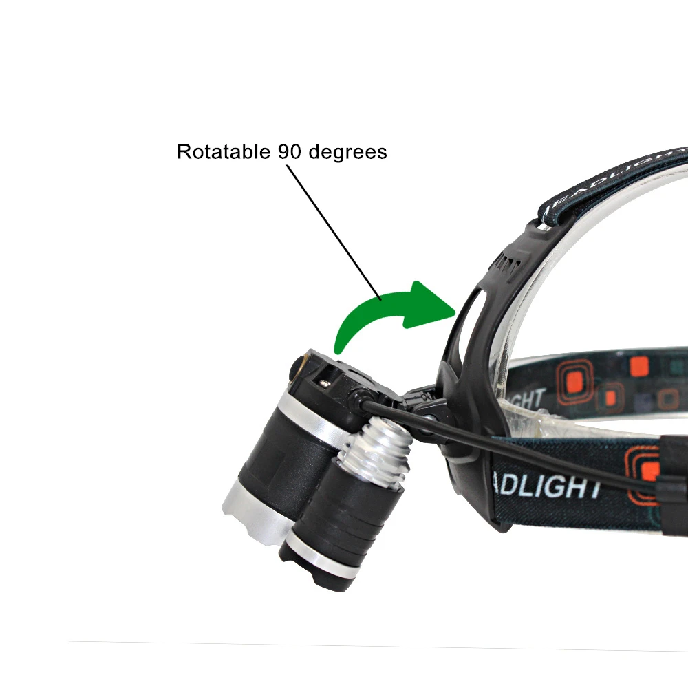 XML T6 +2x XPE LED Headlamp 3 Headlight 4 Mode Head Torch Flashlight White/Red/Green/Purple Light Fishing Hunting Lamp | Лампы и