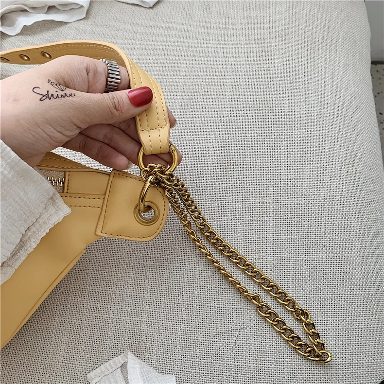 Burminsa Summer Chain Soft Chest Bags For Girls Candy Color Women Sling Waist Pack Phone Crossbody Bags Yellow White Green