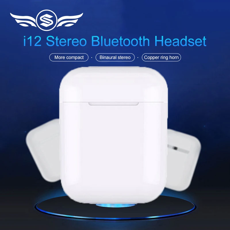 Красивые беспроводные наушники i12 tws Bluetooth 5,0, наушники с сенсорным управлением, стерео наушники с микрофоном, зарядная коробка для Iphone телефона