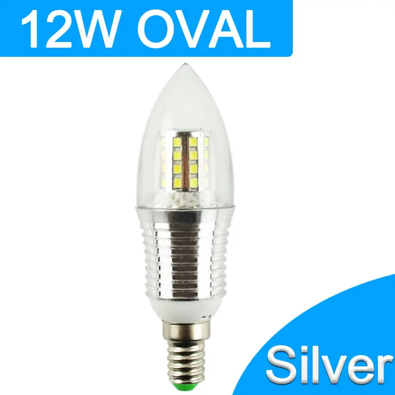Silver 12w Oval GreenEye 10 шт. светодиодный светильник E14 220 в 7 Вт 9 Вт 12 Вт золотисто-серебристый алюминиевый светильник-Свеча для хрустальной люстры Lampara Ampoule - Испускаемый цвет: Silver 12w Oval