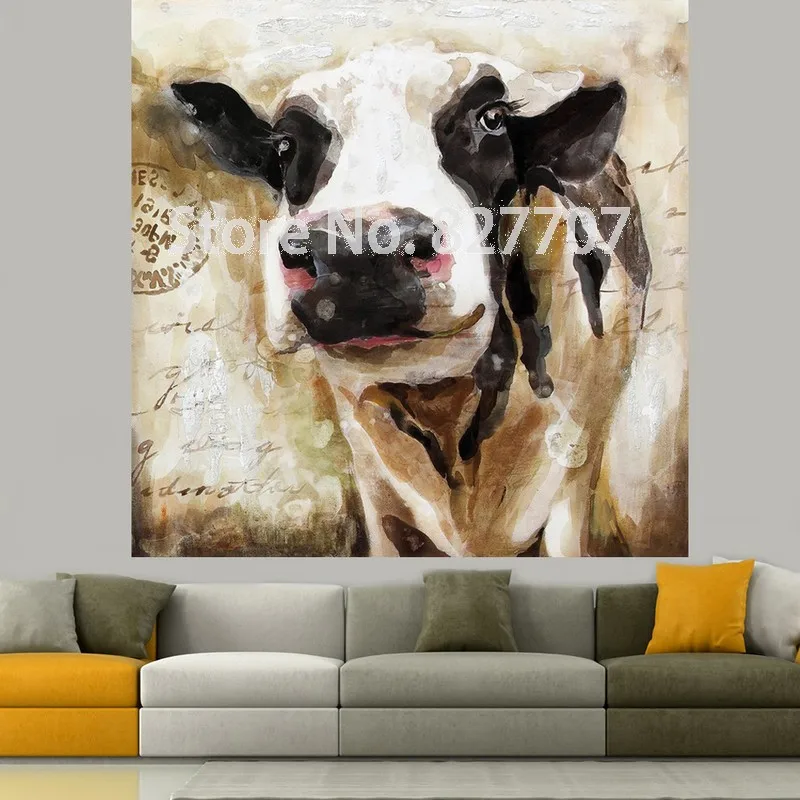 Декоративное искусство ручной маслом на холсте отпечатки корова стены картину