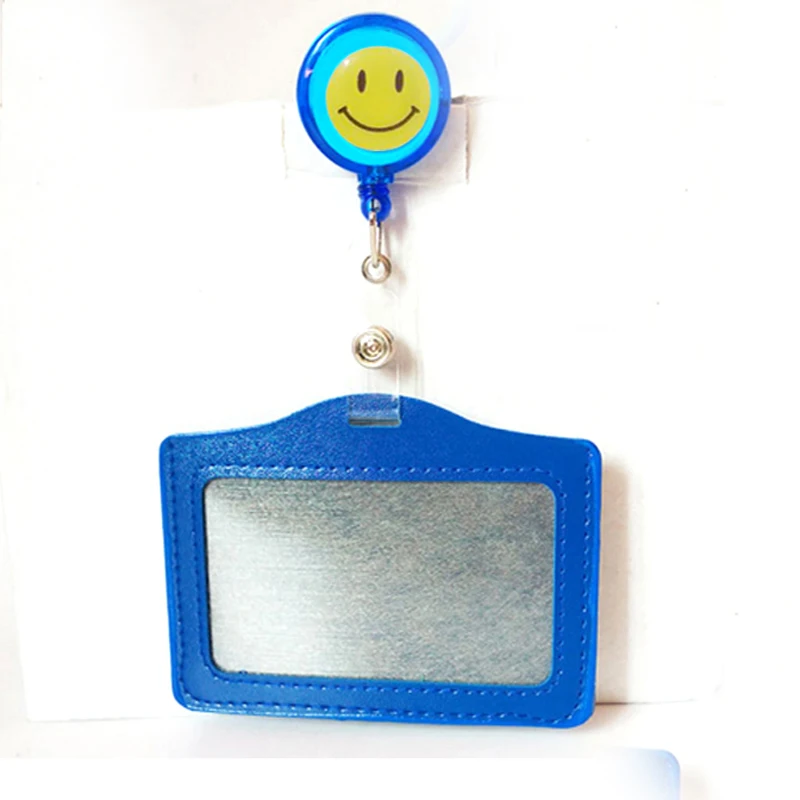 1 комплект держатель для значков из ПУ кожи с улыбающимися выдвижными катушками |