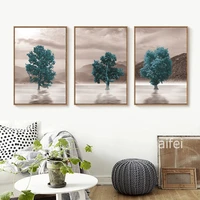 blue trees mountain landscpae canvas painting modular wall art pictures for living room modern creative home decoration posters