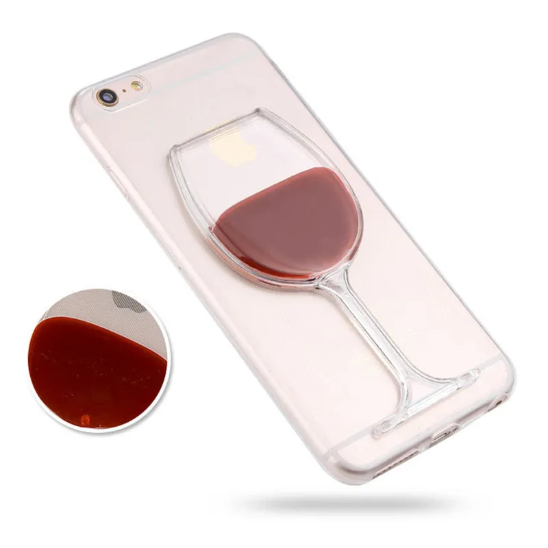 Для iphone 7 Case Смешно ТПУ Мягкая Обложка Жидкость бокал Красного вина Mobile phone Protective