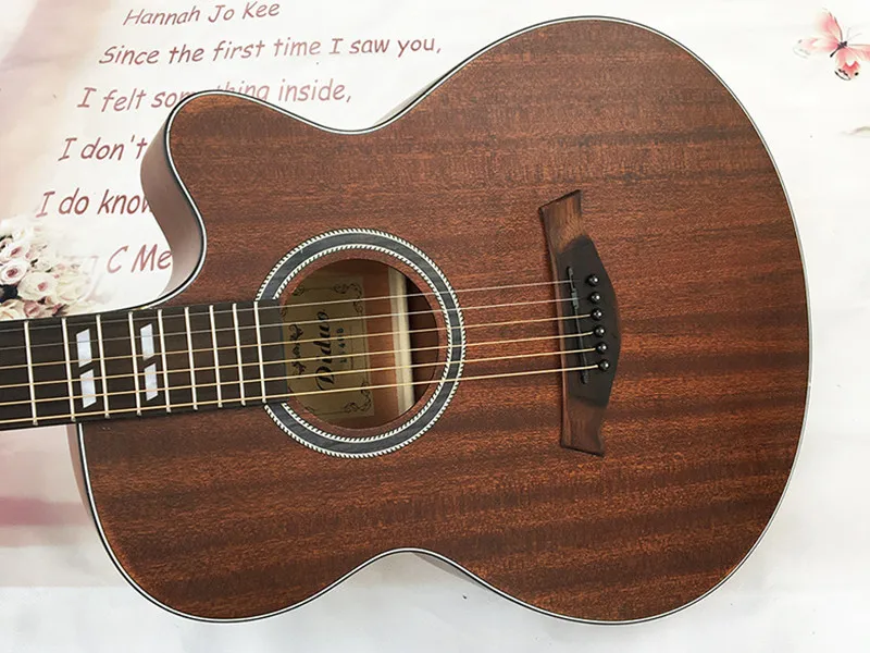 ZONAEL Горячая 40 дюймов Акустическая гитара, народная гитара из палисандра Fingerboard Sapele липа гитара с пятью сегментами баланса эквалайзер