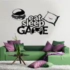 Eat Sleep настенный игровой стикер винил домашний декор игровая комната Wall Art Наклейки гамбургер Подушка игровой контроллер Настенная Съемный A164