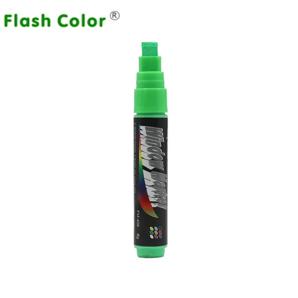 Flashcolor 8 мм красочные оптовые хайлайтер маркер для нанесения надписей на стекло для светодиодная монтажная панель, меловая наклейка, живопись - Цвет: Зеленый