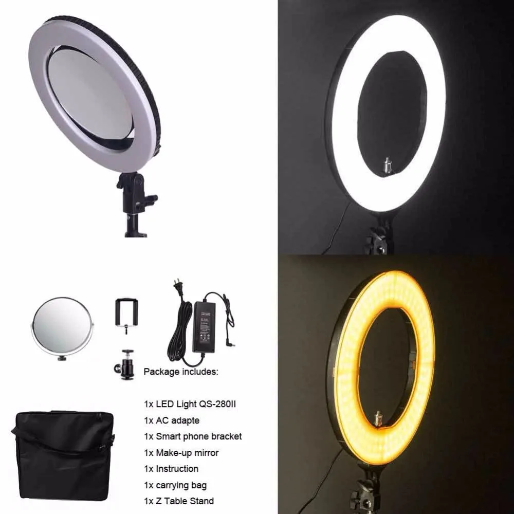 10 ''QS-280II 95RA Двухцветная светодиодная кольцевая подсветка для селфи чтения