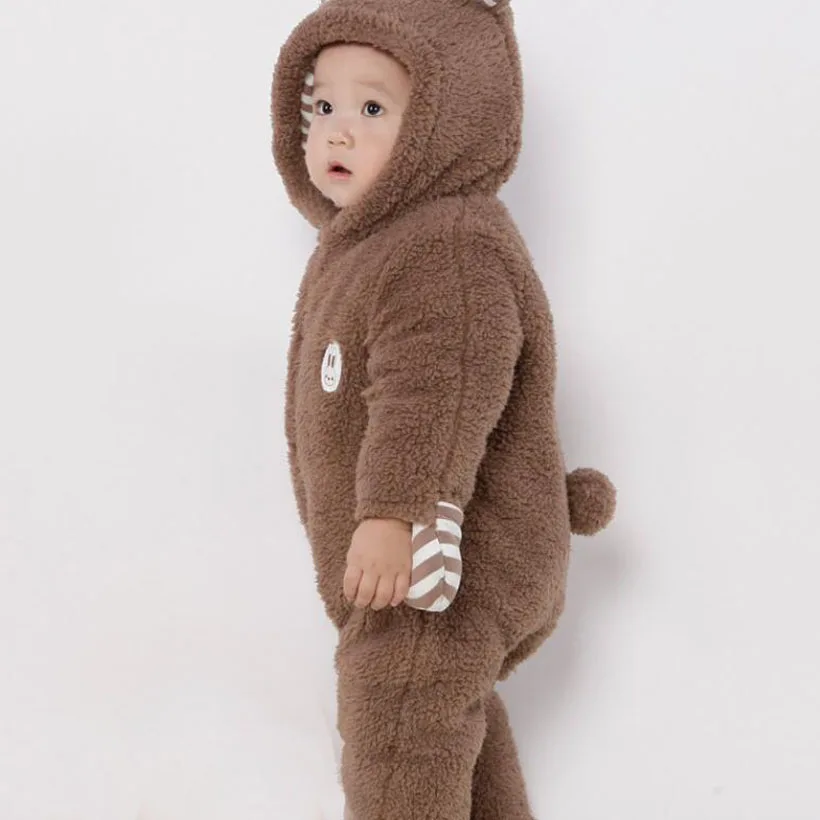1 шт. боди для маленьких мальчиков с коричневым медведем мягкая толстая одежда