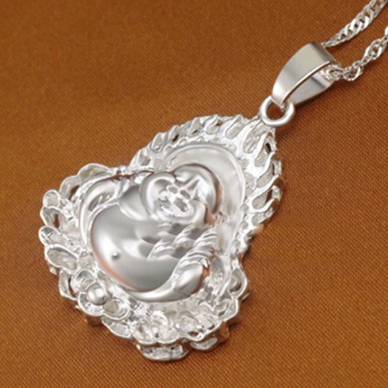 OMHXFC Wholesale European Fashion Woman Unisex Party Birthday Wedding Gift Laugh Buddha 925 Sterling Silver Charm Pendant PN267 | Украшения