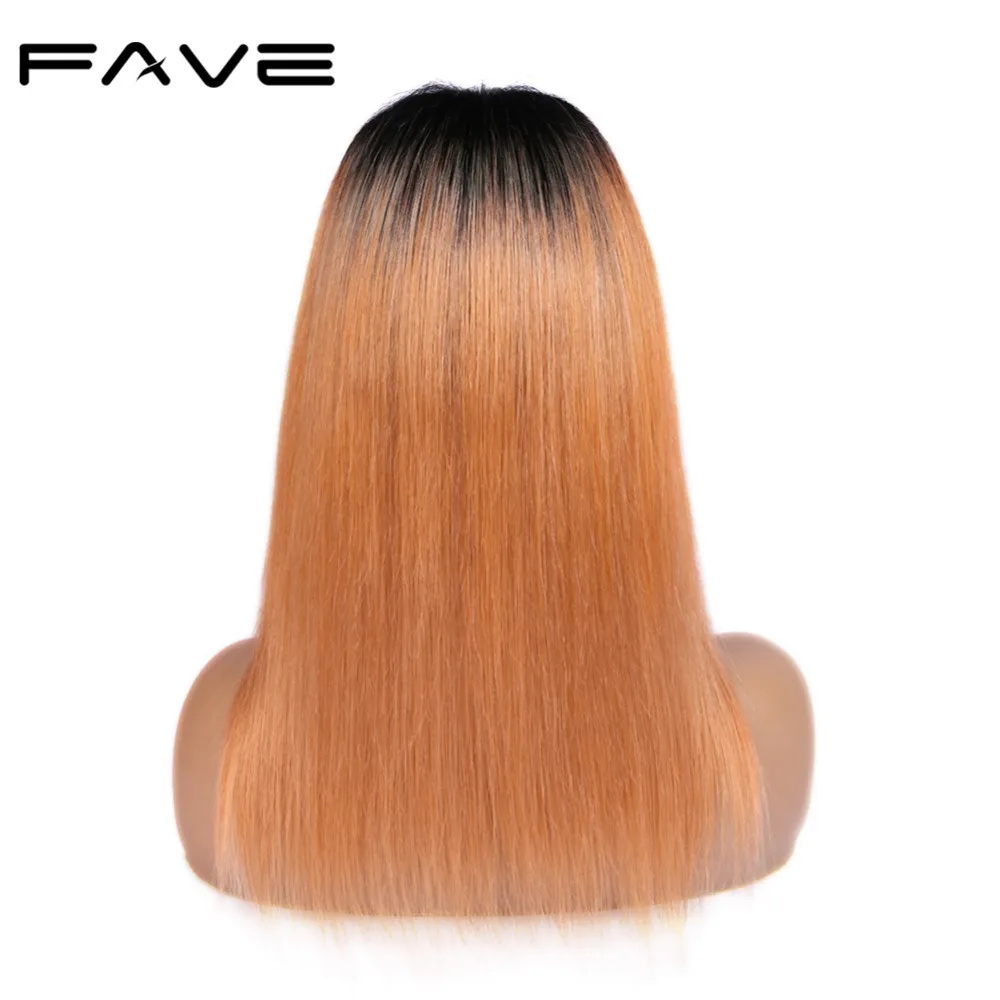 FAVE волосы 4*4 Кружева Закрытие Омбре парики бразильские Remy прямые человеческие 150%