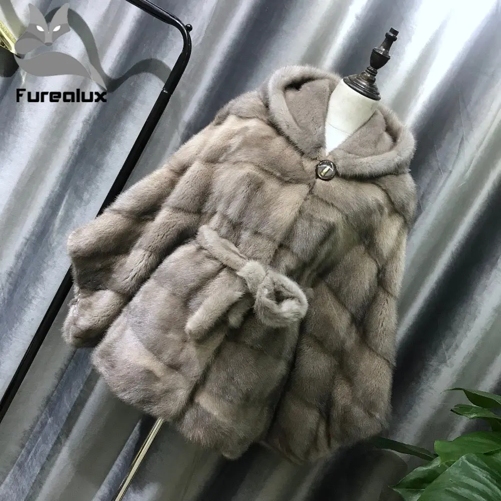 Женская Шуба из натурального меха Furealux шуба норки с воротником стойкой Роскошная