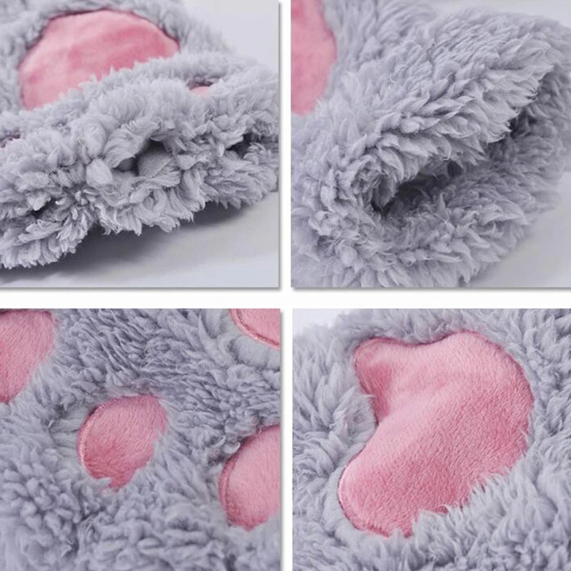 Перчатки женские теплые с открытыми пальцами плотные плюшевые зимние кошачья