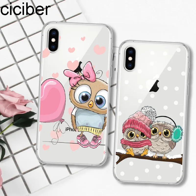 Ciciber милый мультфильм Сова Сердце Мягкий силиконовый прозрачный ТПУ для iPhone 11 Pro