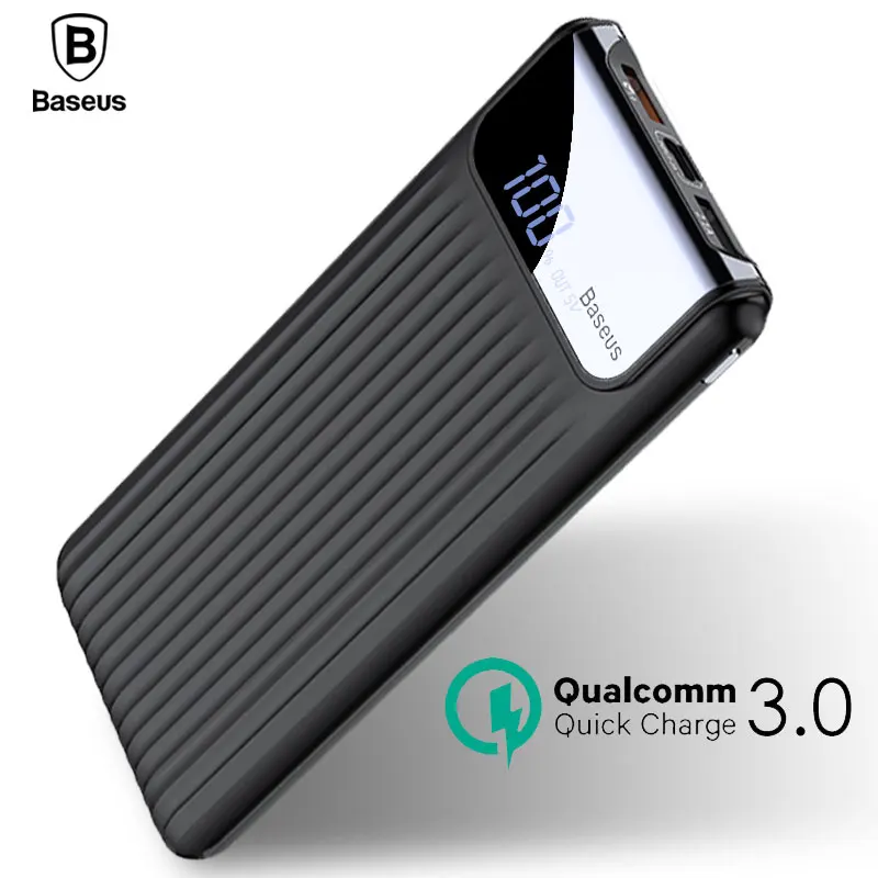 Baseus Quick Charge 3.0 Power Bank 10000mAh Dual USB LCD Poverbank Universal External Battery For Mobile Phones Portable Charger | Мобильные