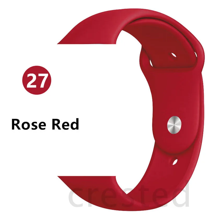 Rose Red Силиконовый ремешок для apple watch 4 5 44 мм/40 мм спортивный ремешки для apple watch 3 42 мм/38 мм резиновый ремень браслет ремешок для часов apple watch Band Мягкий красочный ремешок iwatch series 4 3 2 1 - Цвет ремешка: Rose Red