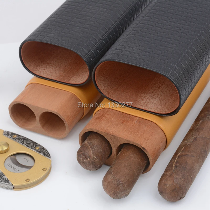 Пакет скидка путешествие на выходные держатель для сигары Cohiba Cedar Wood 2 трубки держатель для сигары Fit 54 кольца+ 63 кольца сигары