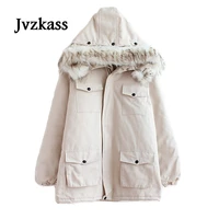 jvzkass new autumn winter women jacket cotton padded casual slim coat emboridery hooded parkas plus size 2xl wadded overcoat z28