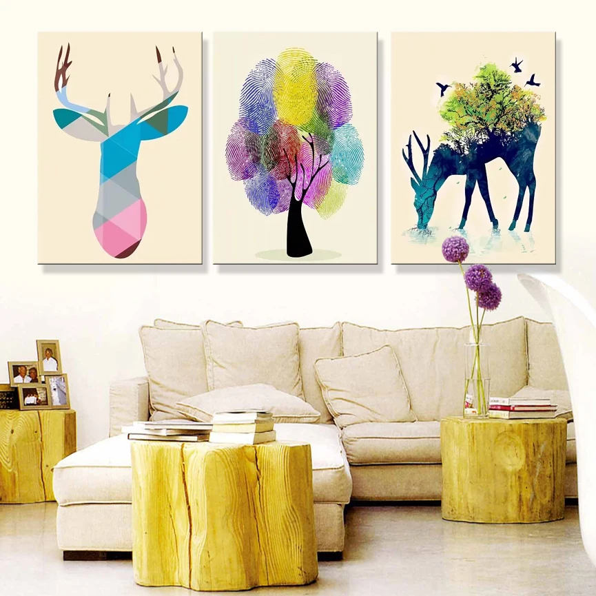 JHLJIAJUN Картина на холсте в скандинавском стиле с оленем декор для детской комнаты