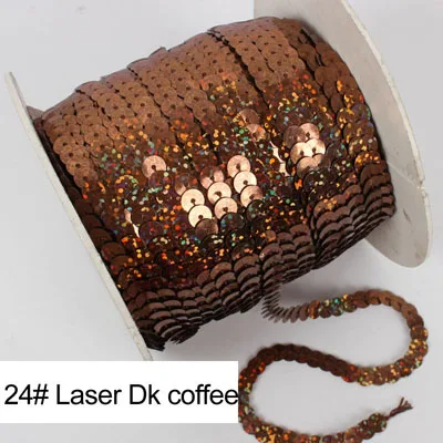 25 Laser DK coffee 26 цветов, 20 ярдов/рулон, 6 мм, ПВХ, с блестками, линия, с блестками, для шитья, на планках, для рукоделия, аксессуары для одежды - Цвет: 25 Laser DK coffee