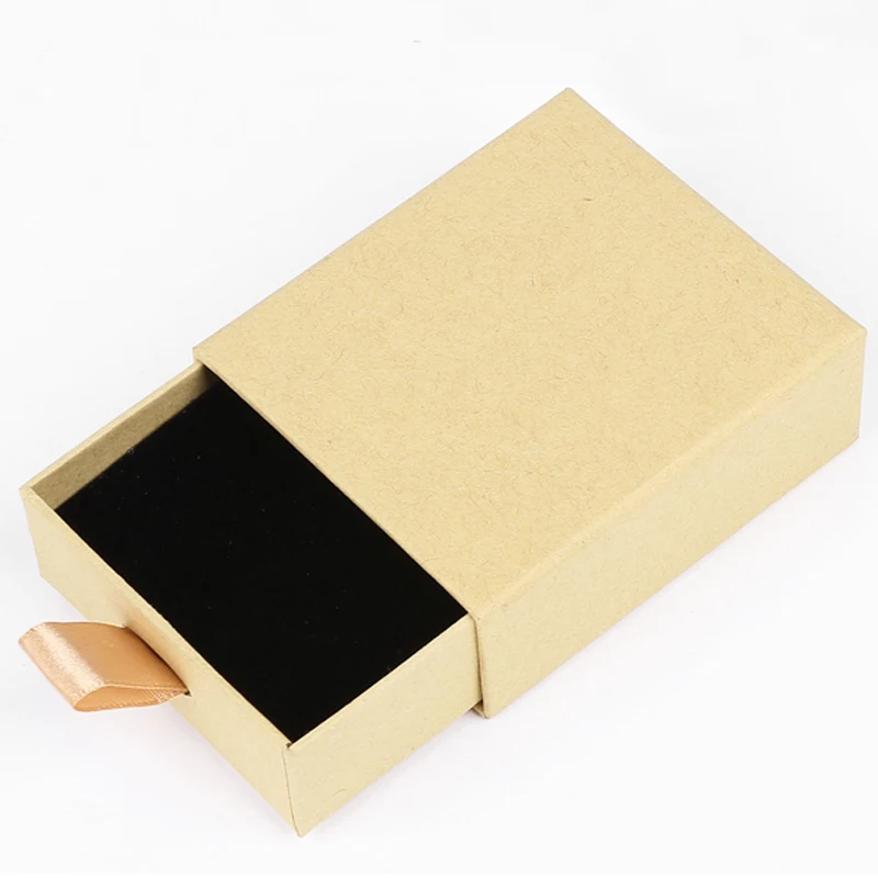 

Drawer Style 7x8x3cm 10pcs/lot Kraft Paper Jewelry Necklace Boxes With Sponge Jewelry Boxes And Packaging For Necklace H2063