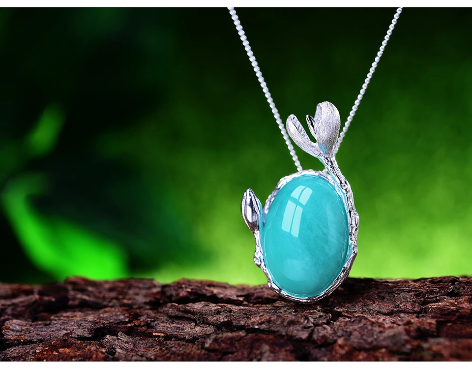 Lotus Fun реальные стерлингового серебра 925 натуральный агат ручной Fine Jewelry хороший цветок магнолии кулон без ожерелье для женщин
