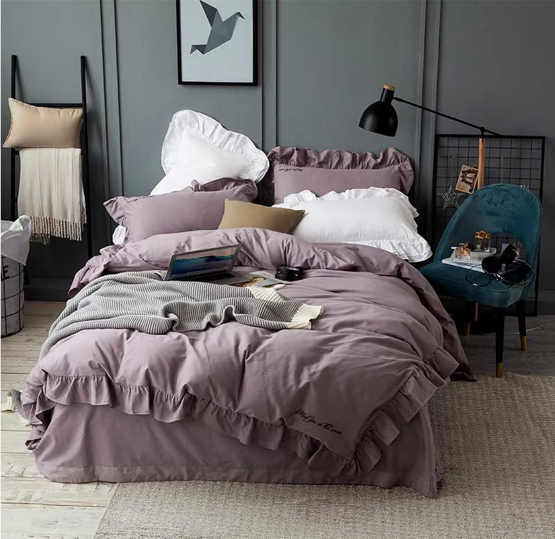 Зимний уплотненный однотонный пододеяльник набор одеяла простыня наволочка 4 шт