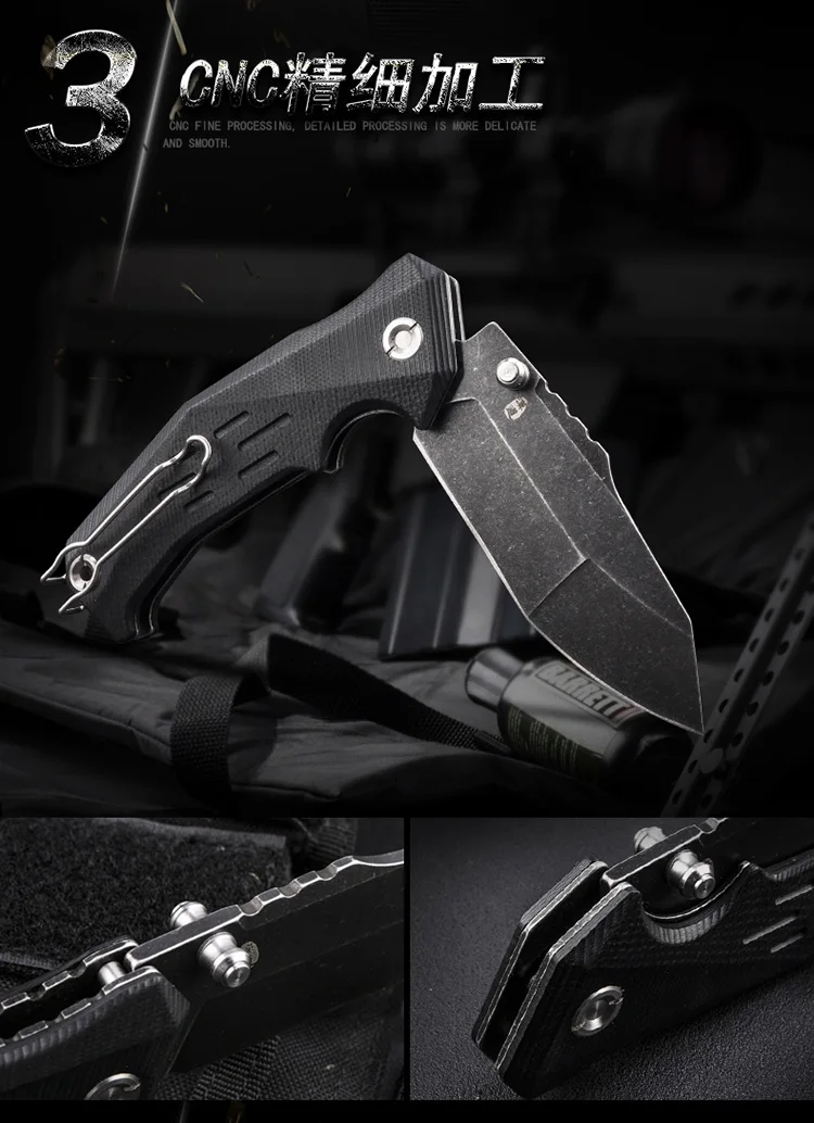 HX DOTDOORS Radiation tactical folding knife camping survival multi-function knife, outdoor survival high sharp EDC knife