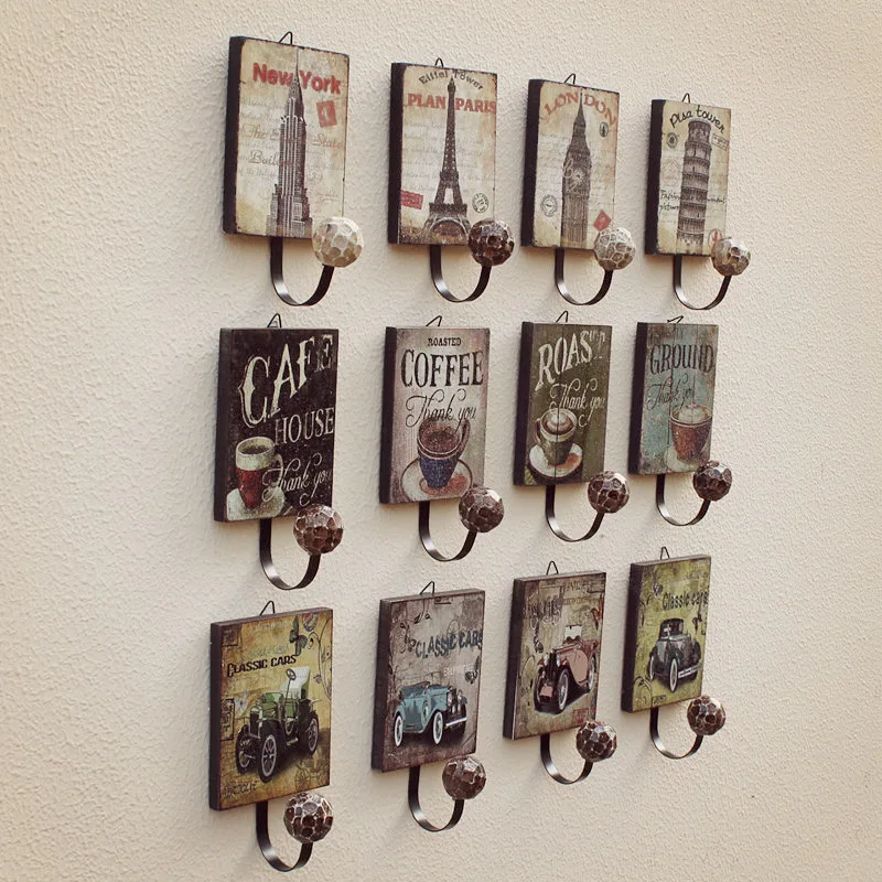 Винтажный деревянный крючок для одежды вешалка ключей халата настенное