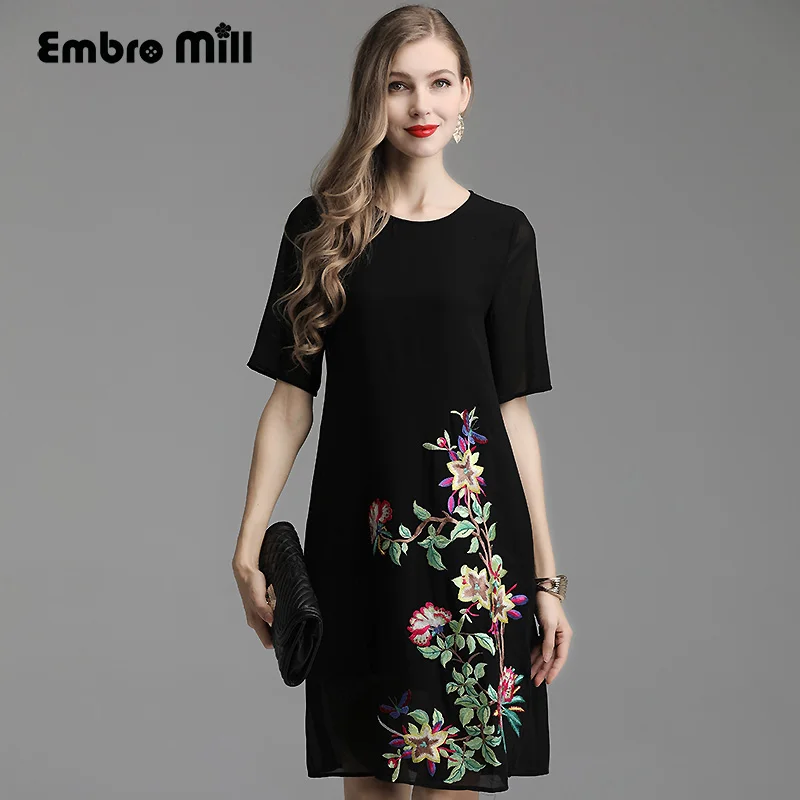 Женское винтажное платье embroo mill черное/розовое большого размера с цветочной
