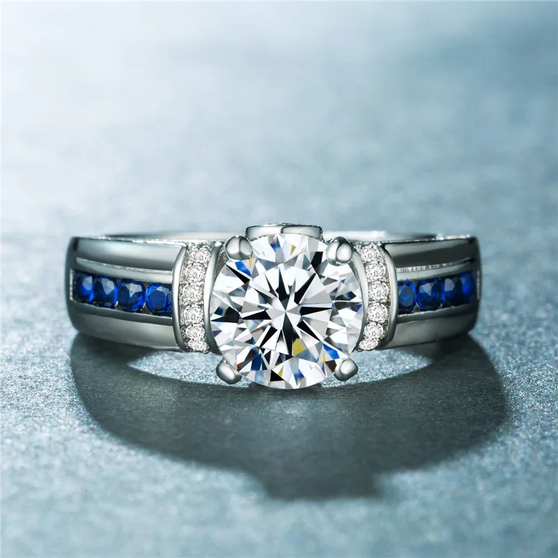 Классические блестящие кольца Visisap круглое циркониевое кольцо для женщин и