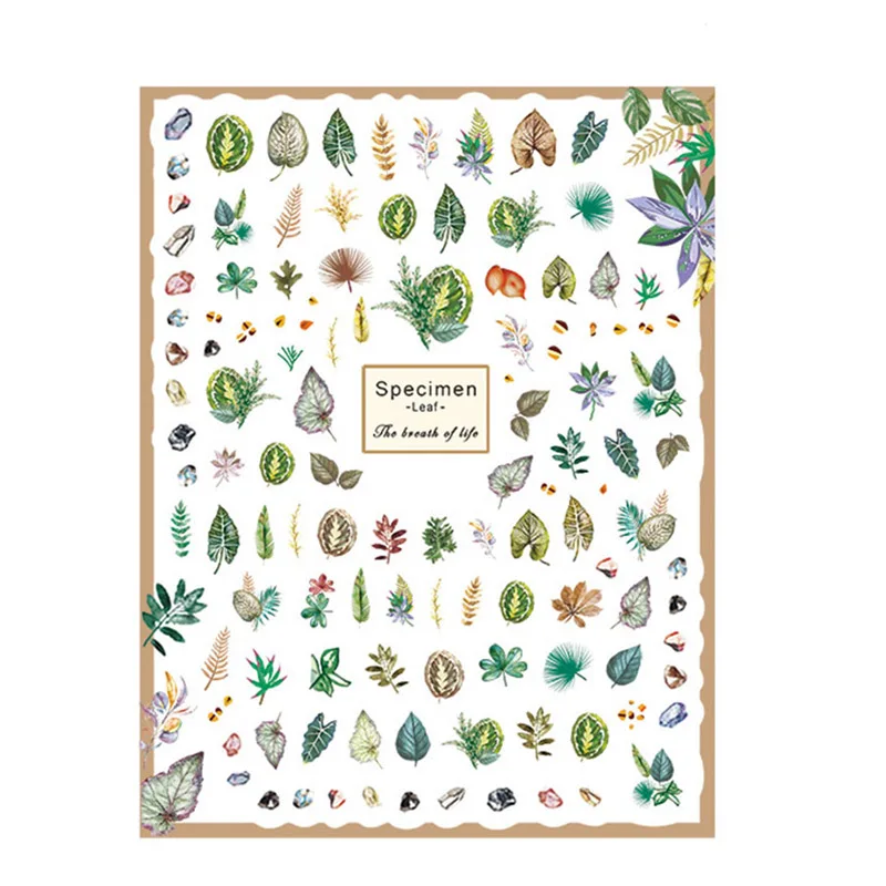 Tropical Leaves 2 1 лист тропического растения зелень Monstera Фламинго наклейки для ногтей - Цвет: Tropical Leaves 2