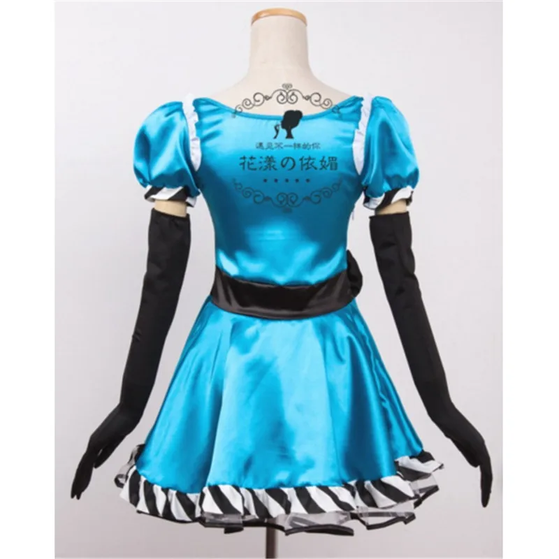Большие размеры высокого качества синий костюм горничной Алиса в стране чудес