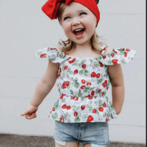 Fashion Toddler Kids Baby Bibs Girl 3Pcs Flowers Print Tops Hole Jeans Shorts Bowknot Headband Outfits Summer Children Set | Детская